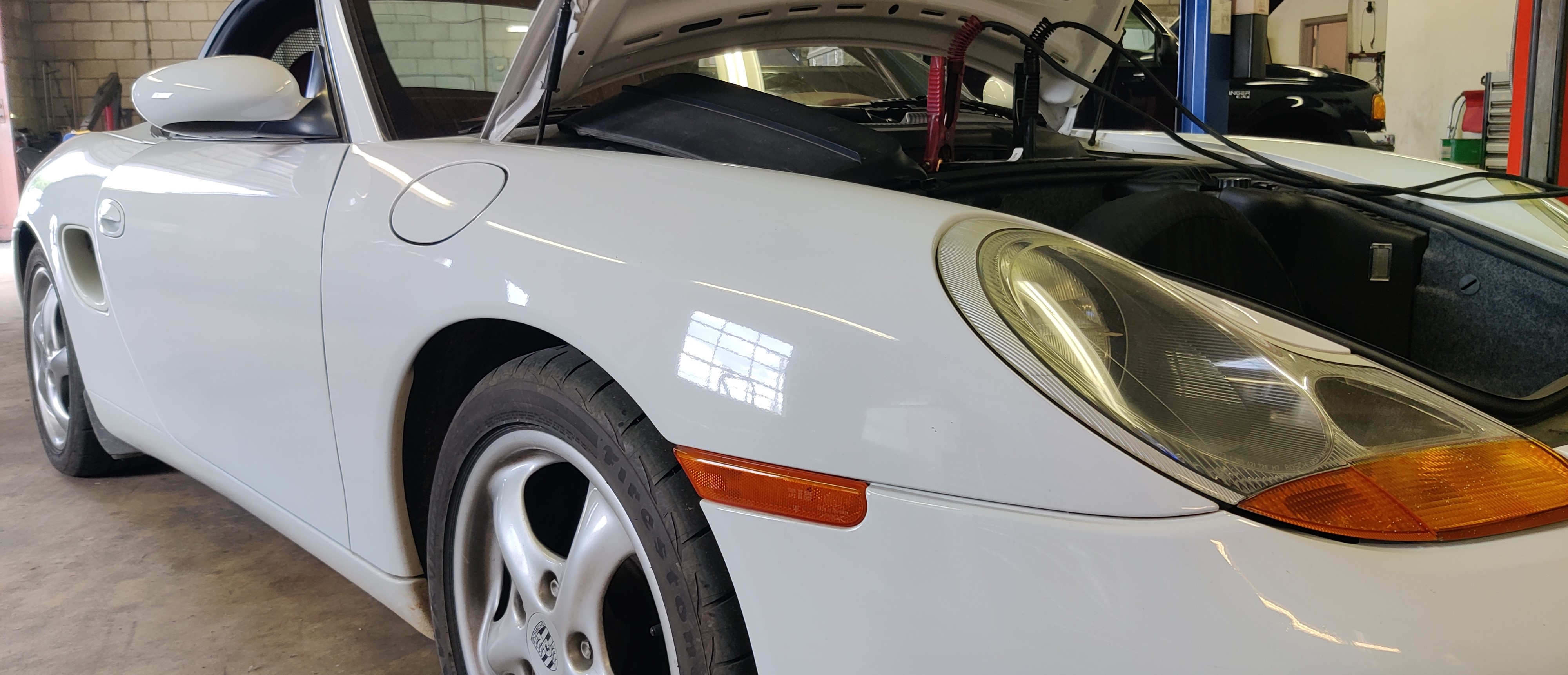 A Mercedes car being repaired