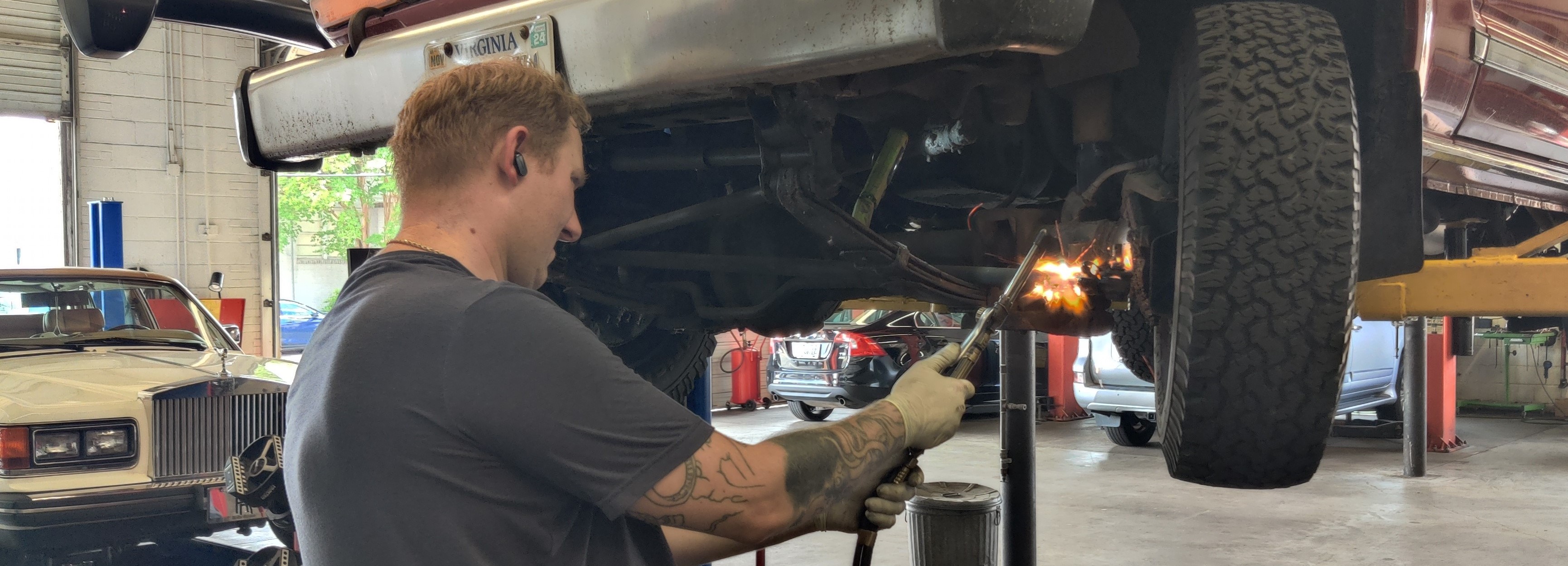 Mechanic performing a car repair